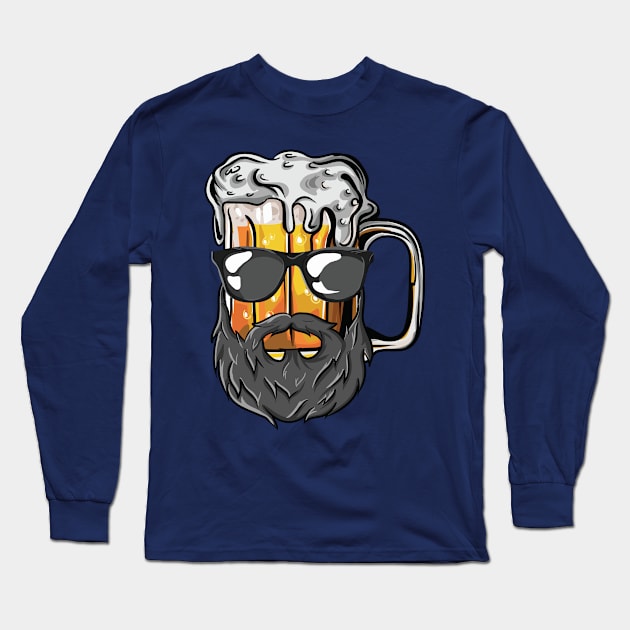 Funny Craft Beer Drunk Uncle Beard Bearded Druncle Long Sleeve T-Shirt by Freid